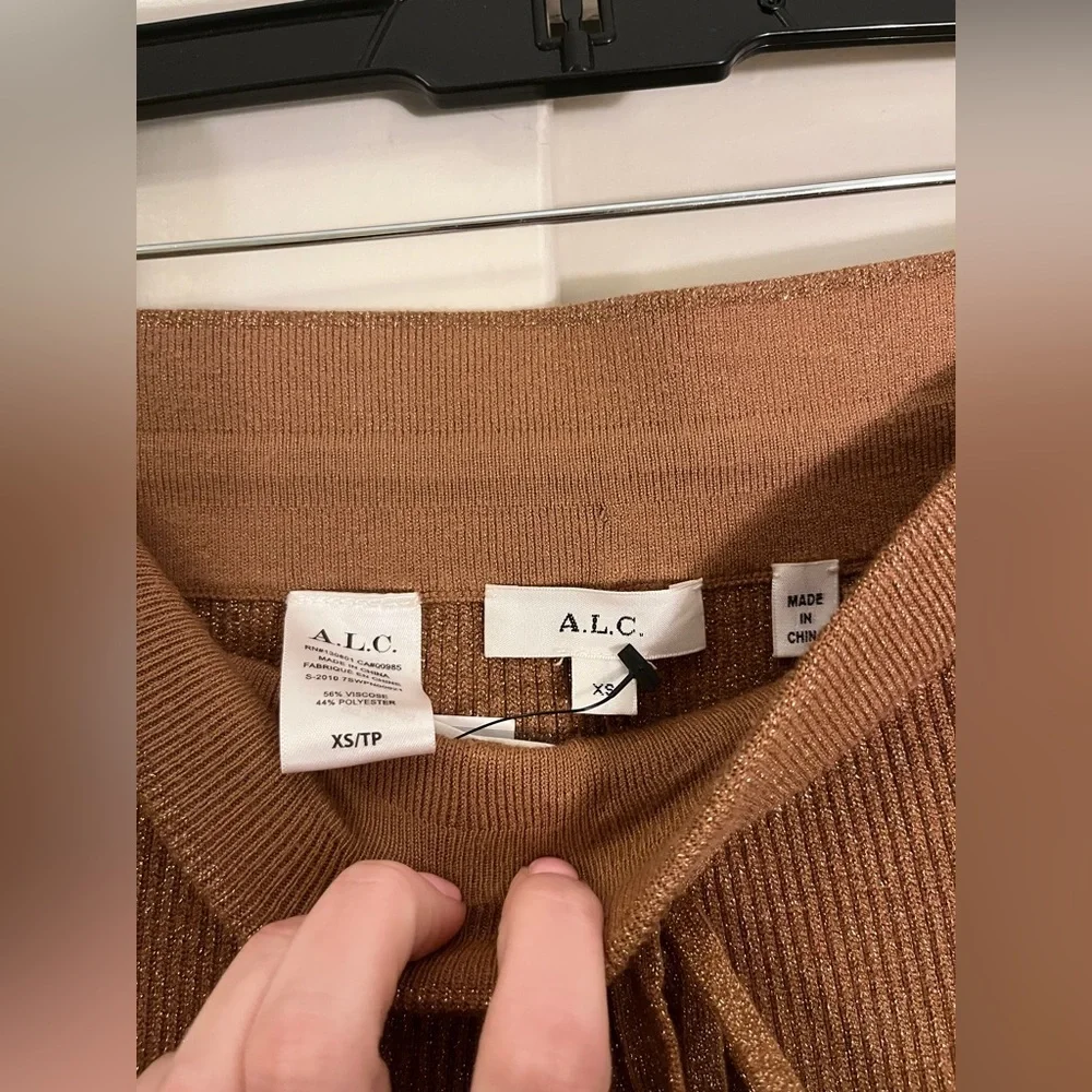 A.L.C. Quentin Knit Wide-Leg Pants in Metallic/Brown, Size XS - Picture 13 of 13